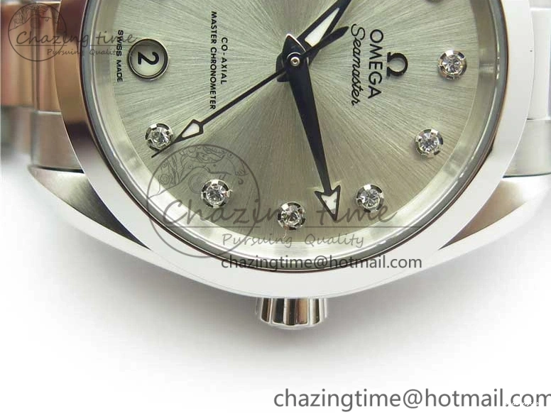 0321 SportInspired Aqua Terra 150M 34mm Ladies SS VSF 1:1 Best Edition Silver Dial Diamonds Markers on SS Bracelet A 7932